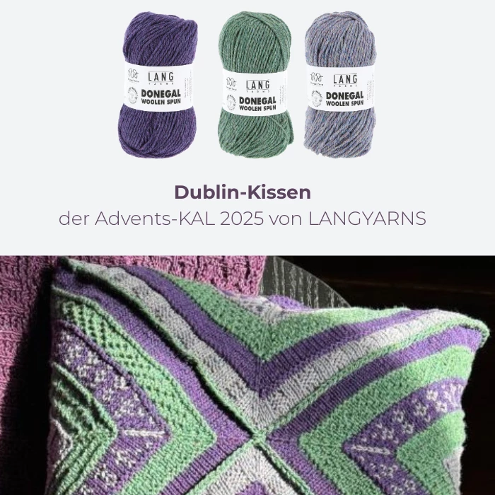 Dublin-Kissen der Advents-KAL 2025 von LANGYARNS